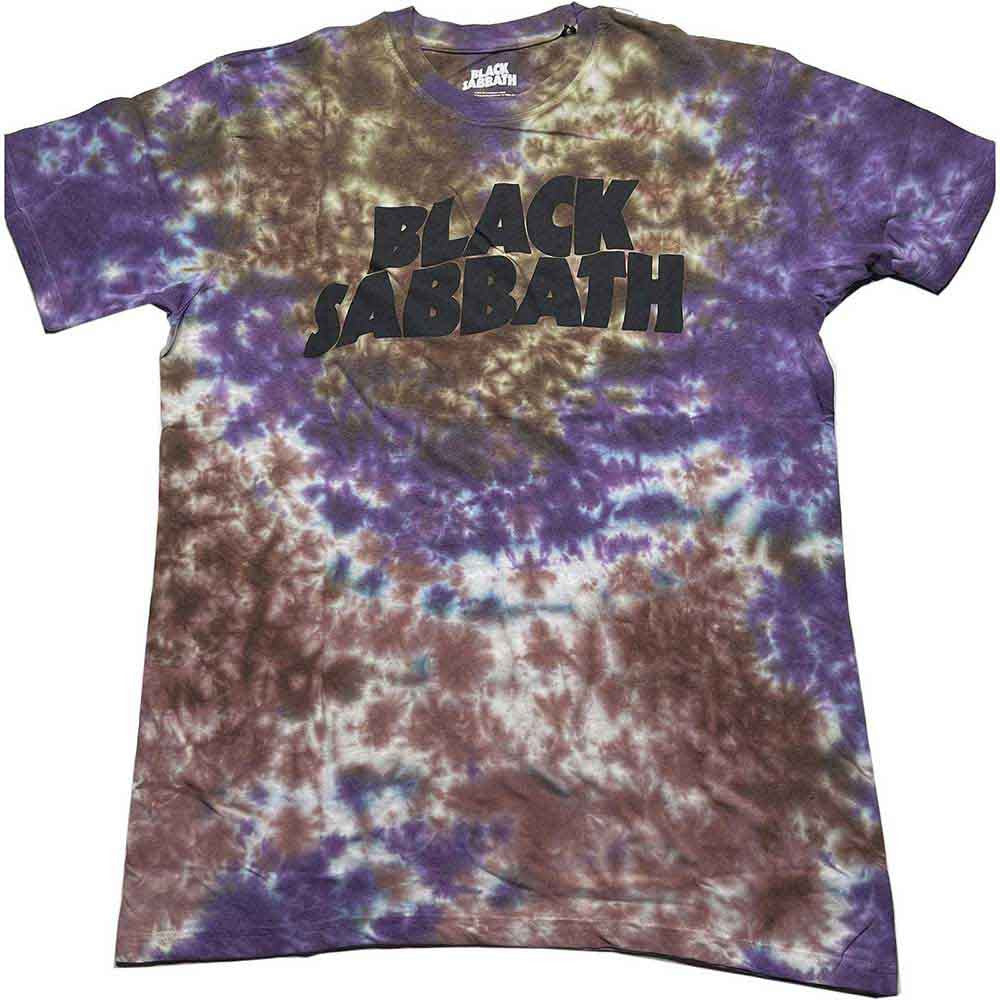 Black Sabbath Unisex T-Shirt: Wavy Logo (Purple & Brown)