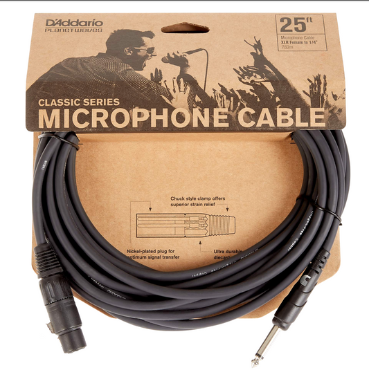 D'Addario Classic Series Microphone Cable 25ft/7.62m