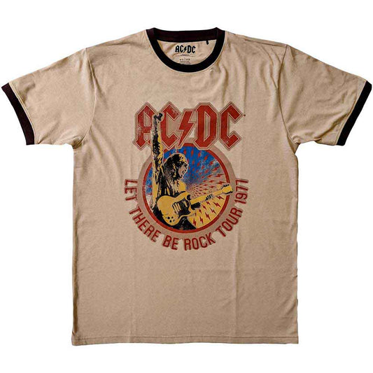 AC/DC UNISEX RINGER T-SHIRT: LET THERE BE ROCK TOUR '77