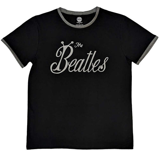 THE BEATLES UNISEX RINGER T-SHIRT: BUG LOGO