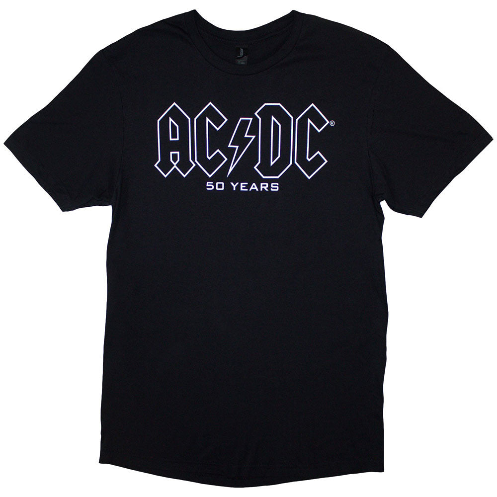AC/DC Unisex T-Shirt: History Logo (Black) (Back Print)