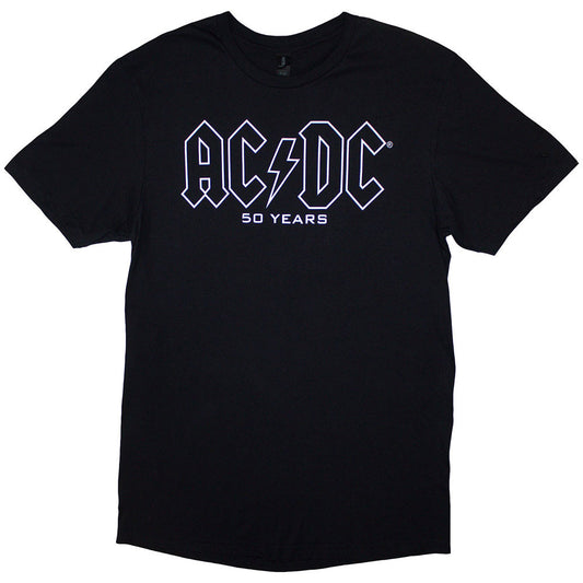 AC/DC Unisex T-Shirt: History Logo (Black) (Back Print)