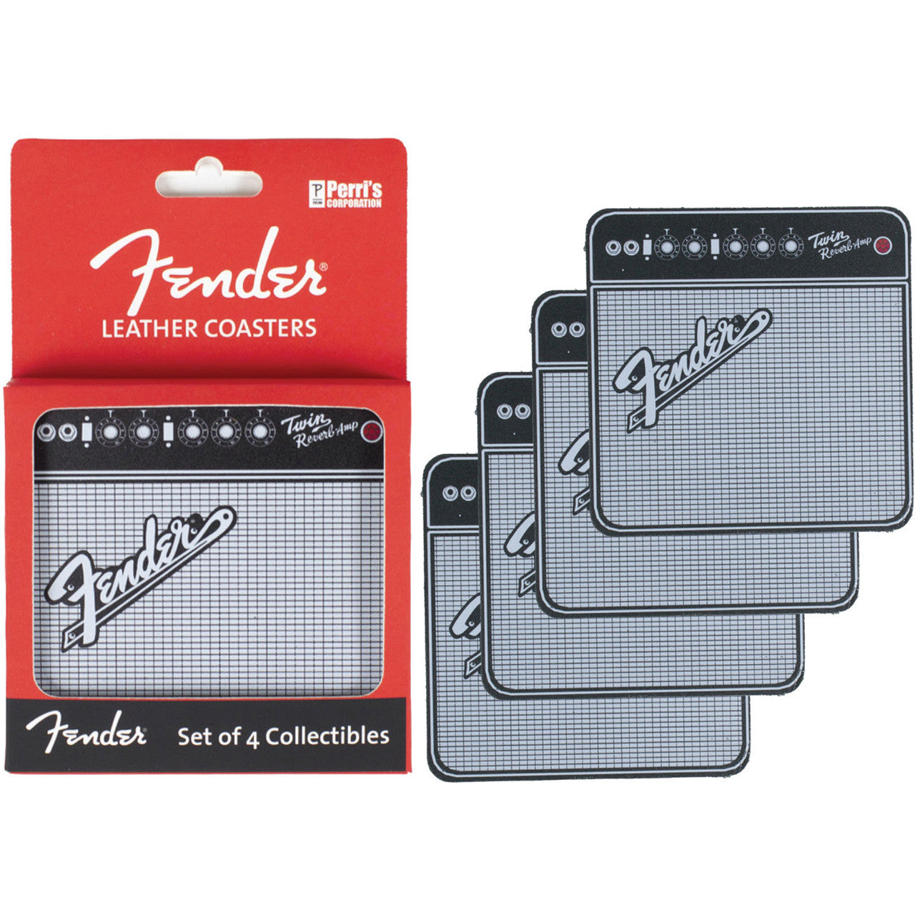Fender Leather Coaster Set: Amplifiers