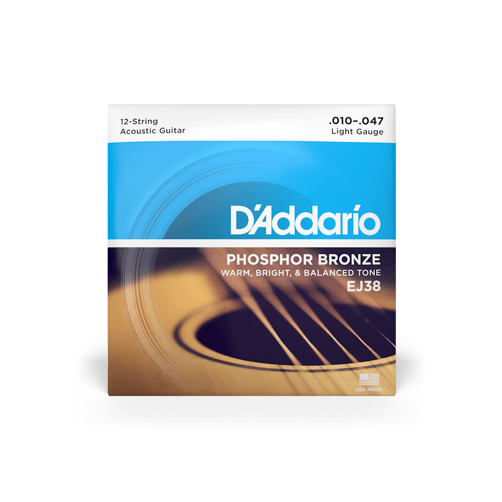 D'Addario EJ38 10-47 12 String Phosphor Bronze Strings