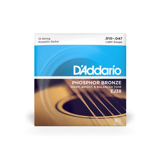 D'Addario EJ38 10-47 12 String Phosphor Bronze Strings
